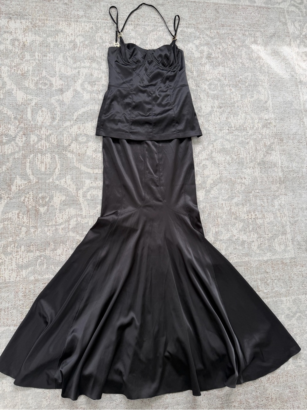 Just Cavalli Vintage Y2K Satin Corset Bustier Mermaid Maxi Skirt Set IT 44/42 - Picture 3 of 15
